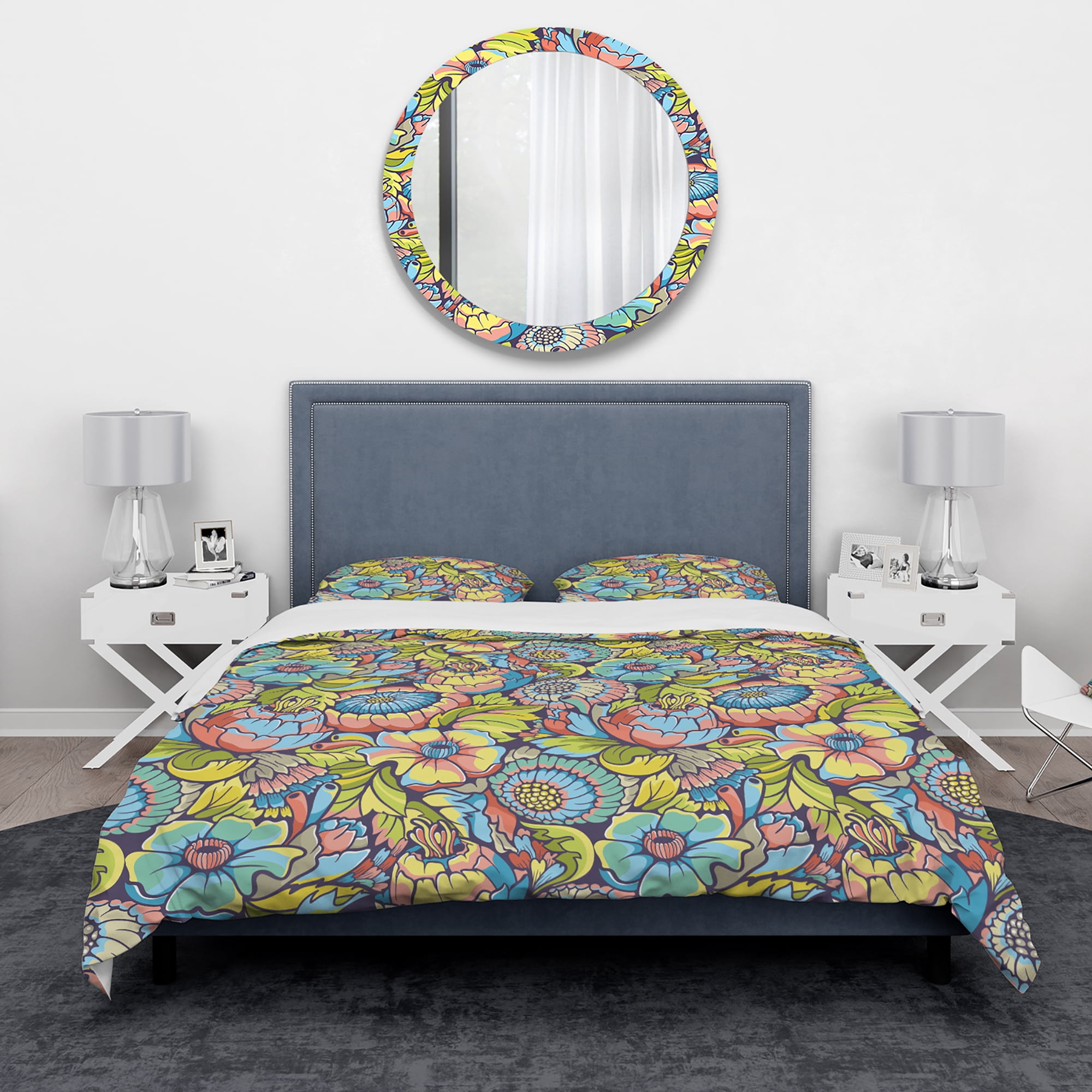 Designart 'Amazing Colorful Floral Pattern' Modern & Contemporary Duvet Cover Set