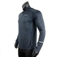 thumbnail image 3 of T-Shirt de Sport pour Hommes Manches Longues Course Gym Vêtements Entraînement Physique Compression Chemise Zip Pull Randonnée Maillot Dermoprotecteur w42 L Bleu Foncé, 3 of 5