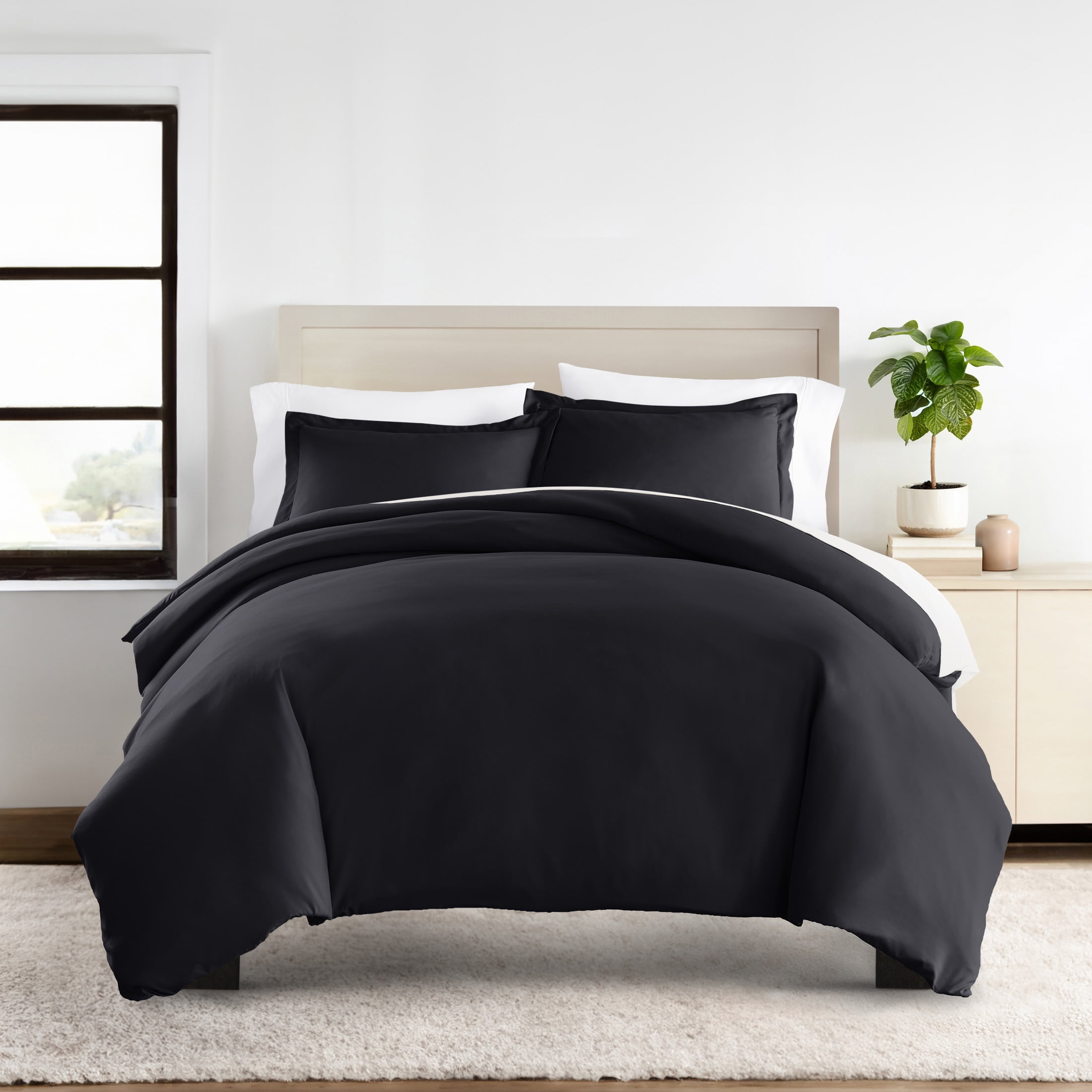 Ultra Soft & Breathable - Duvet Cover Set - Twin/TwinXL Black Bedding by Comfort Canopy