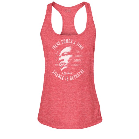 S4E Women's Martin Luther King Jr. Silence is Betrayal Racerback Slim Fit Small Red