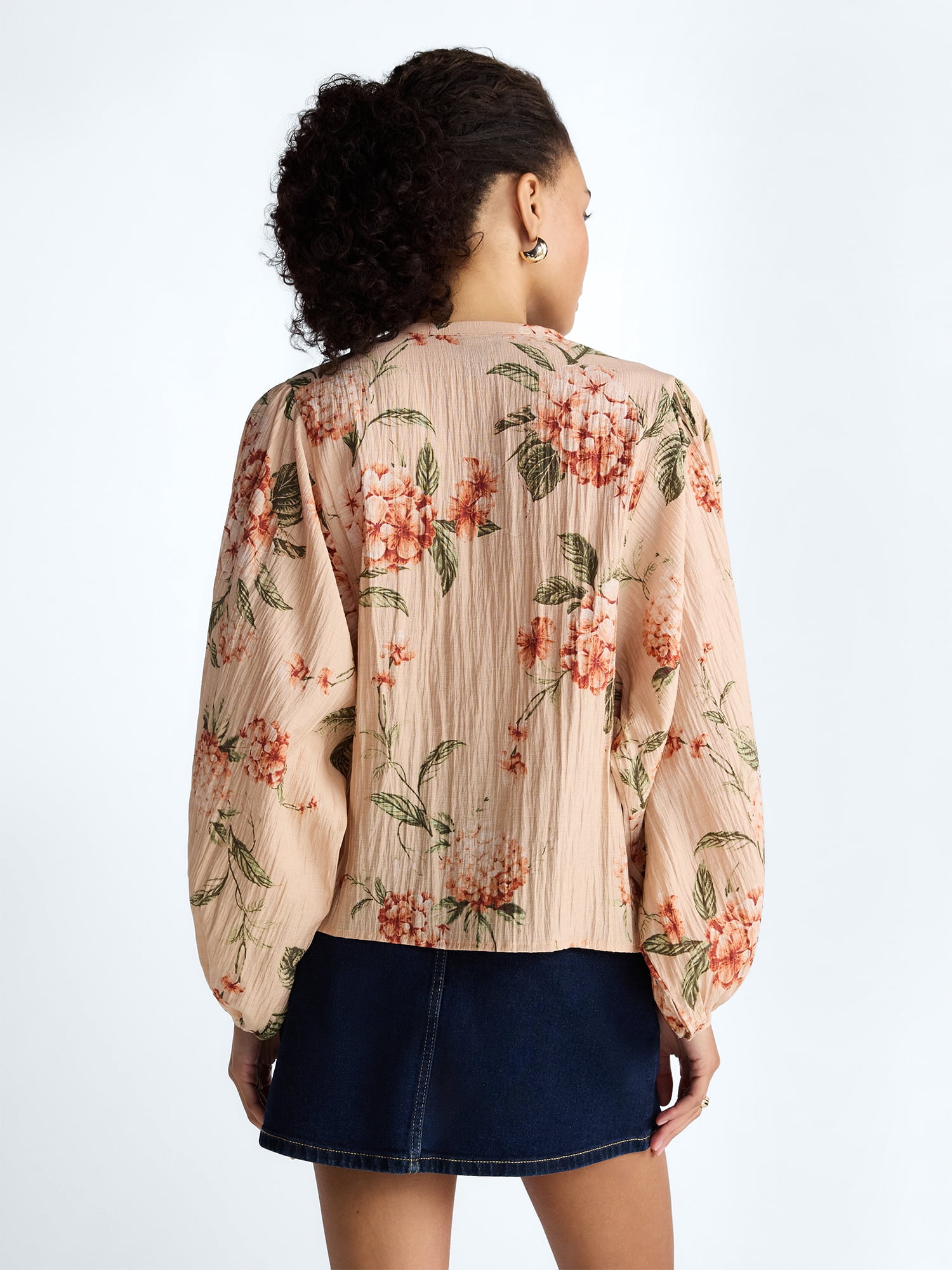 Scoop Women’s Blouson Sleeve Shirt, Sizes XS-4X