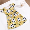 thumbnail image 2 of Rggeeun Child Girls Dresses Cartoon Baseball Graphics Fly Sleeve Crew Neck A Line with Waist Draping Ruffle Knee Length for Summer Vacation Sweet Sundress,Yellow,9-10 Years, 2 of 4