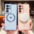 thumbnail image 3 of Magnetic Phone Case for Samsung Galaxy S21 Ultra [ Compatible with MagSafe ] Cute Heart Case for Women Luxury Plating Camera Lens Cover Protect Soft Bumper for S21 Ultra 6.8" (Pink), 3 of 10