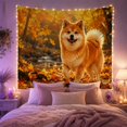 thumbnail image 2 of Akita Dog by an Autumn Forest Stream, Cheerful Rustic Style for Dog Lovers, Nature Wall Art, Housewarming Gift, Tapestry Wall Hanging for Bedroom and Living Room, 2 of 6