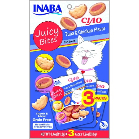 Birdie Bites - Inaba Ciao Juicy Bites Tuna and Chicken Flavor Cat Treats, 3 packs
