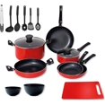 thumbnail image 1 of Batería De Cocina Juego Sartenes 17 Pzas Antiadherente Rojo, 1 of 7