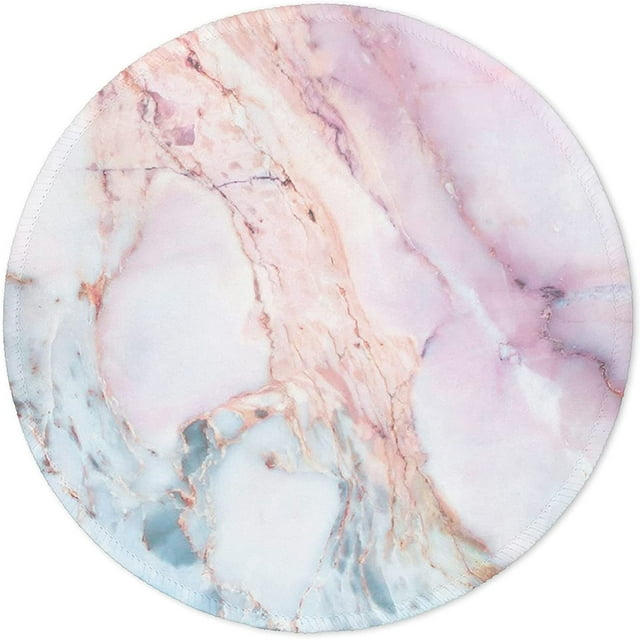 Alfombrilla de ratón redonda de mármol FloreceBien, alfombrilla de ratón con textura premium personalizada de mármol rosa, base de goma antideslizante, alfombrilla de ratón pequeña