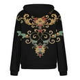 thumbnail image 4 of Jinhomg Womens Retro Sweatshirt Western Aztec Ethnic Style Hoodies Casual Geometric Printed Long Sleeve Hooded Sweatshirt with Kangaroo Pocket Summer Saving Black XXL, 4 of 5