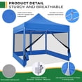 thumbnail image 4 of HOTEEL 10x10 Heavy Duty Canopy Tent, Pop up Canopies with Netting Screened ,Waterproof Ez up Canopy with Sidewalls, Outdoor Instant Party Tent for Backyard,Blue, 4 of 8
