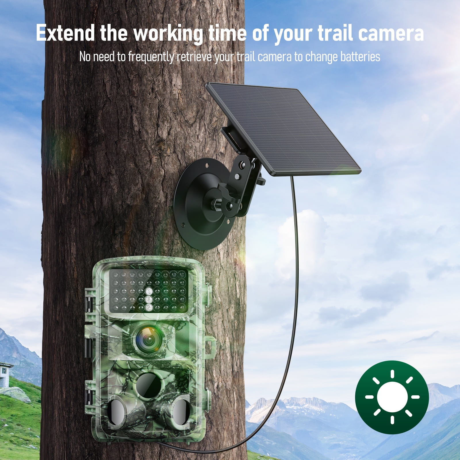 CAMPARK Trail Camera Solar Panel DC 6V/2200mAh Rechargeable Lithium Solar Power Battery Fast Portable Charger IP66 Waterproof for Hunting Game Cameras Compatible with DC Interface 6V 2A/ 6V 1.5A