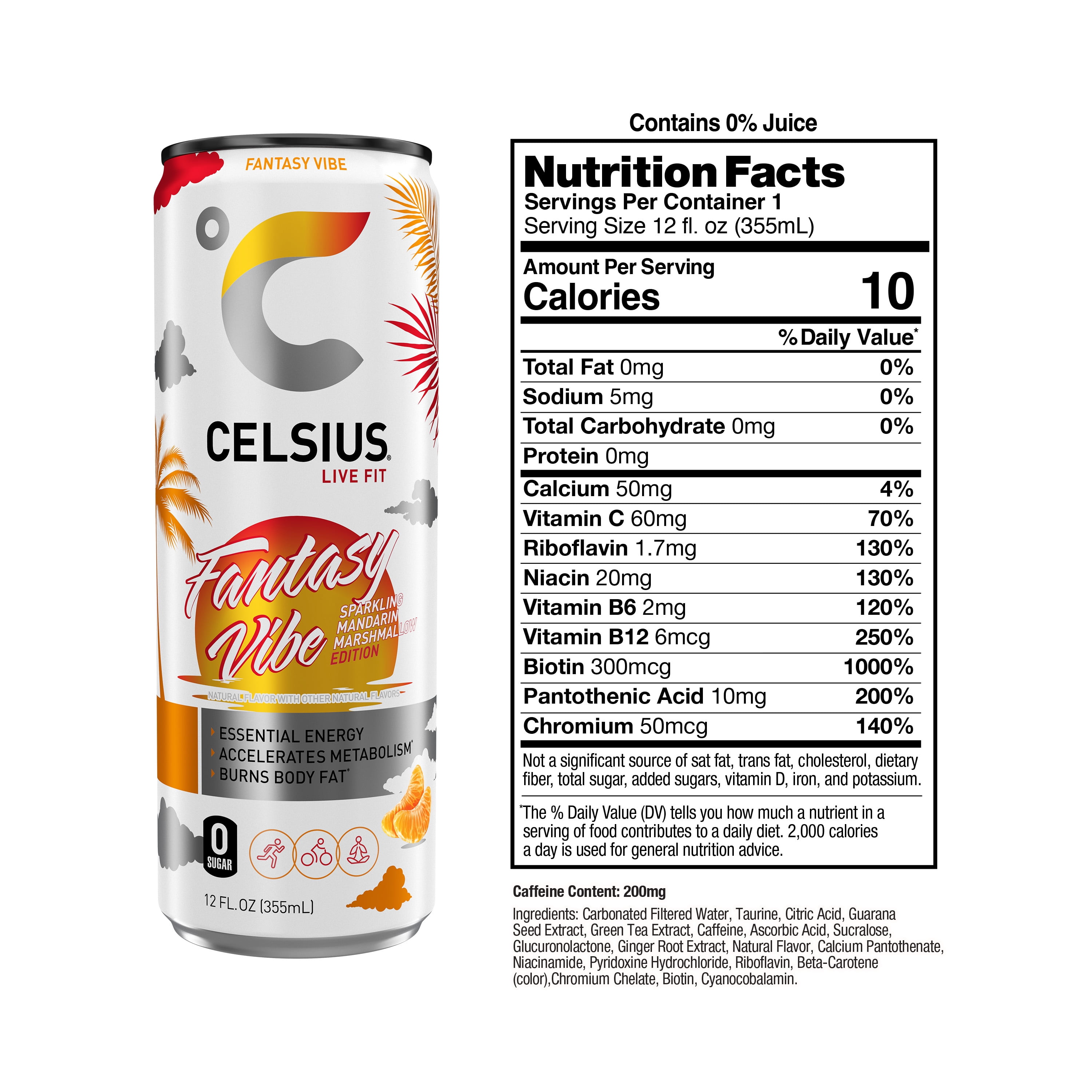 CELSIUS Essential Energy Drink, 12 Fl Oz, Sparkling Fantasy Vibe 