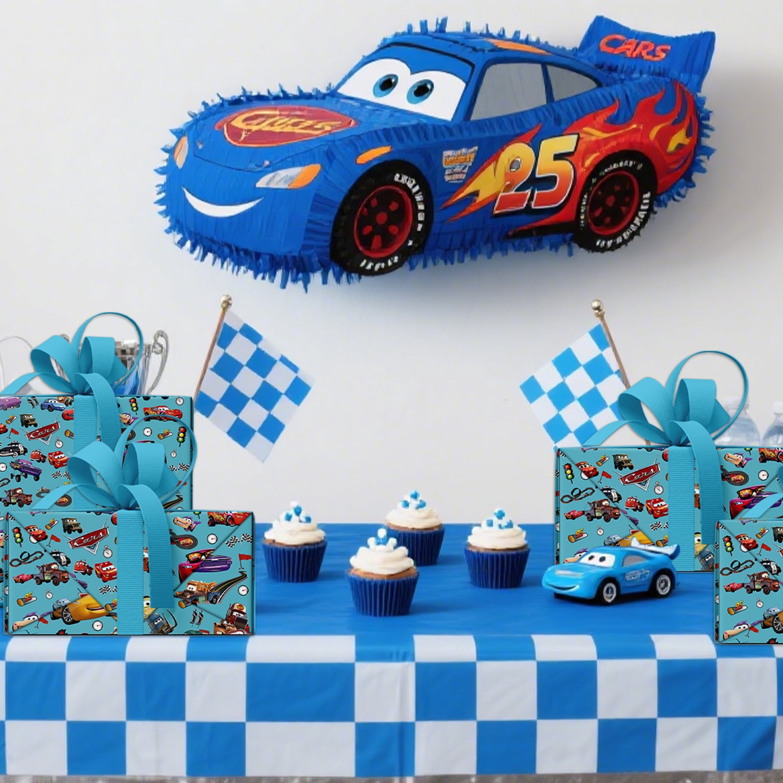 EoBeCy 'Fast One' Race Car 1st Birthday Gift Bag Set | Includes Bag, Tissue Paper & Card For Boys