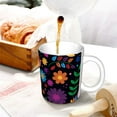 thumbnail image 3 of Yiaed Colorful Floral2 Print Ceramics Coffee,Large Handle Design,Extra Large Tea and Coffee Cup for Office and Home Mugs, 3 of 6