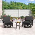 thumbnail image 1 of Gotland Ensemble de Conversation de 3 Pcs avec Chaises Berçantes Pivotantes en Aluminium - Mobilier d'Extérieur Résistant aux Intempéries pour Patio, Jardin et Terrasse Arrière, Balcon (Noir), 1 of 7