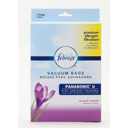Febreze Spring & Renewal Scent Panasonic U Vacuum Bag, 3-Pack, 11653 (Compatible with Panasonic* Vacuum Models)