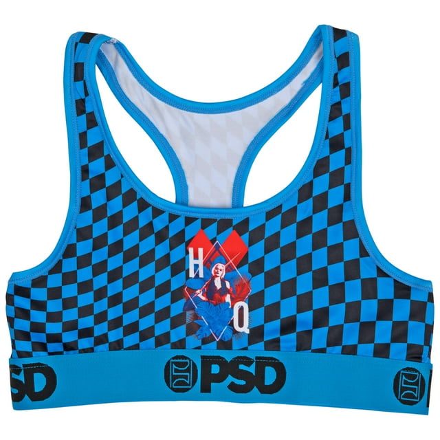 Harley Quinn Checkers Microfiber Blend PSD Sports Bra-XLarge