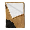thumbnail image 2 of 1970s Soft Flannel Fleece Throw Blanket, Woman with Afro Hairstyle and Hippies are Back Words Earth Tones, Cozy Plush for Indoor and Outdoor Use, 60" x 80", Pale Coffee Black, by Ambesonne, 2 of 5
