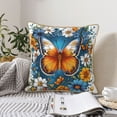 thumbnail image 4 of KLL Spring Butterfly Flowers Decorative Throw Pillow Covers Velvet Soft for Couch Sofa Bedroom Living Room Outdoor (No pillow core)- 18"x18", 4 of 5
