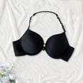 thumbnail image 5 of Gymayou Women Triangle Cup Thin Push Up Bra Halter Backless Bra Smooth Seamless Wireless Light Coverage Everyday Bras Black 32, 5 of 6