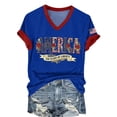 thumbnail image 6 of Outfmvch 4th of July Shirts 250 Anniversary Usa Shirt Vintage Country Music Tee American Flag Tee Tops V Neck Tee T Shirts Graphic T Shirts Short Sleeve Tops Usa Shirt Usa Shirts for Women Blue S, 6 of 7