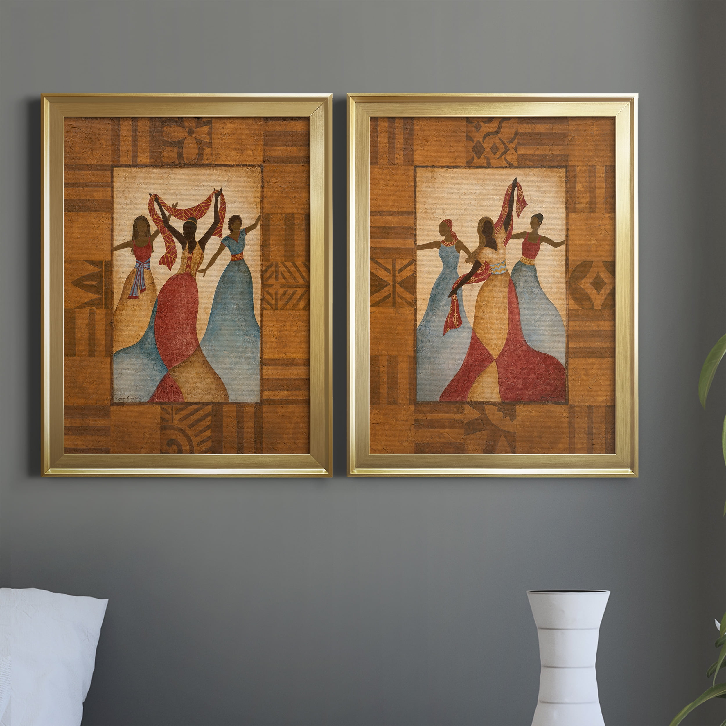 2 Piece Set Rhythm Premium Framed Canvas - Ready to Hang - 22.5 x 30.5 Each - Gold Frame