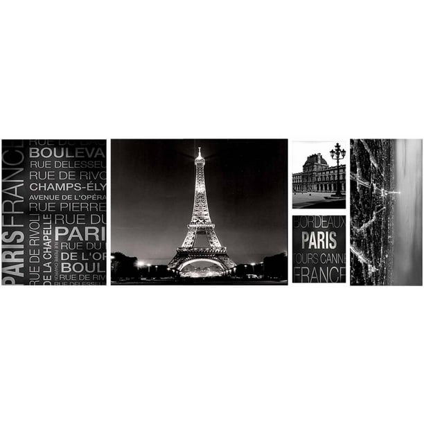 Black and White Paris Wall Art, 48" x 16"