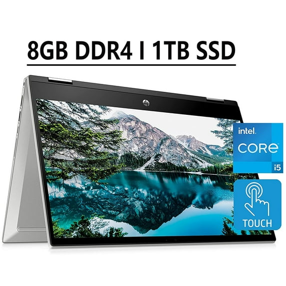 HP Pavilion x360 14 2-in-1 Business Laptop 14" Diagonal FHD IPS Touchscreen 11th Gen Intel Quad-Core i5-1135G7 8GB DDR4 1TB SSD Intel Iris Xe Graphics B&O Audio HDMI USB-C WiFi6 Win10 Silver