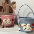 thumbnail image 6 of Taotanxi Empty Easter Basket with Handle & Cute Characters - Bunny Themed Gift Basket Ideal for Egg Hunts & Easter Treat Storage (Blue), 6 of 6