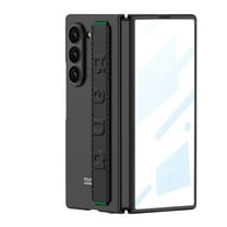 Dteck Case for Samsung Galaxy Z Fold 7, Slim PC Case Built-in Front Screen Protector Hand Strap Shockproof Cover for Galaxy Z Fold 7,Black