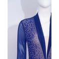 thumbnail image 5 of inlzdz Women Lyrical Dance Dress Long Sleeve Shiny Rhinestones Figure Skating Modern Dance Performance Dresses Navy Blue M, 5 of 7