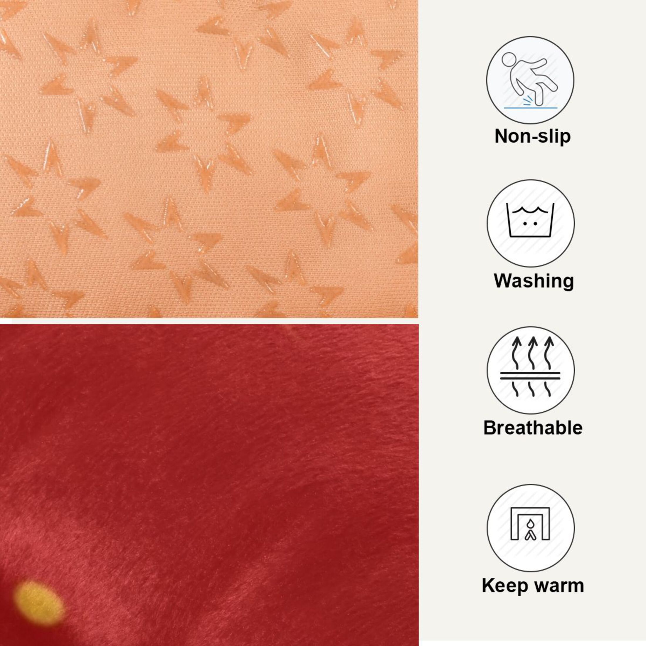 Cozy Mat Pet Bed Indoor Outdoor Warm Soft For Cat Dog Puppy(S/M) Red Background with Shinny Stars