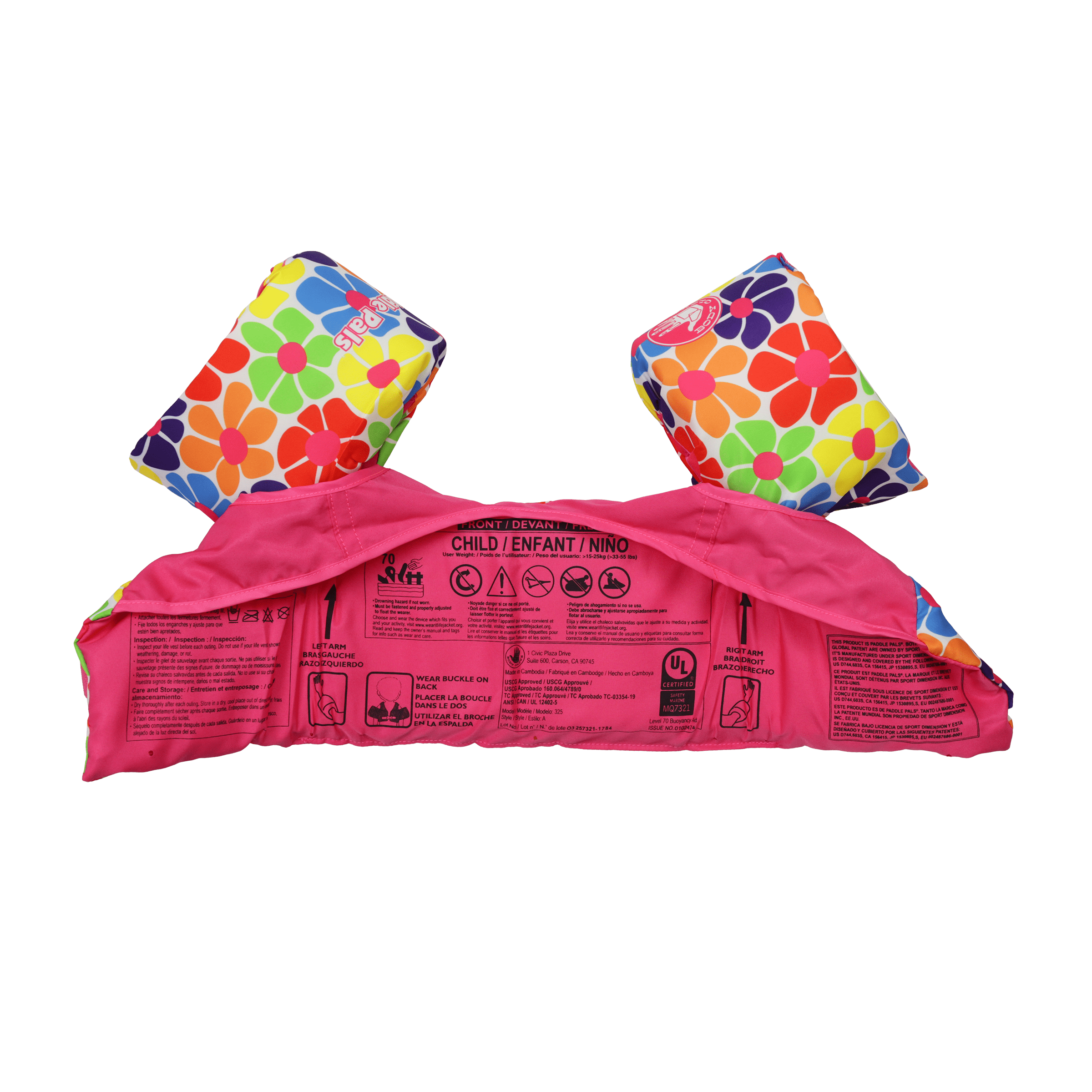 Body Glove Paddle Pals Flower Kids Life Jacket Swim Vest USCG Approved 33-55 lbs Adjustable PFD
