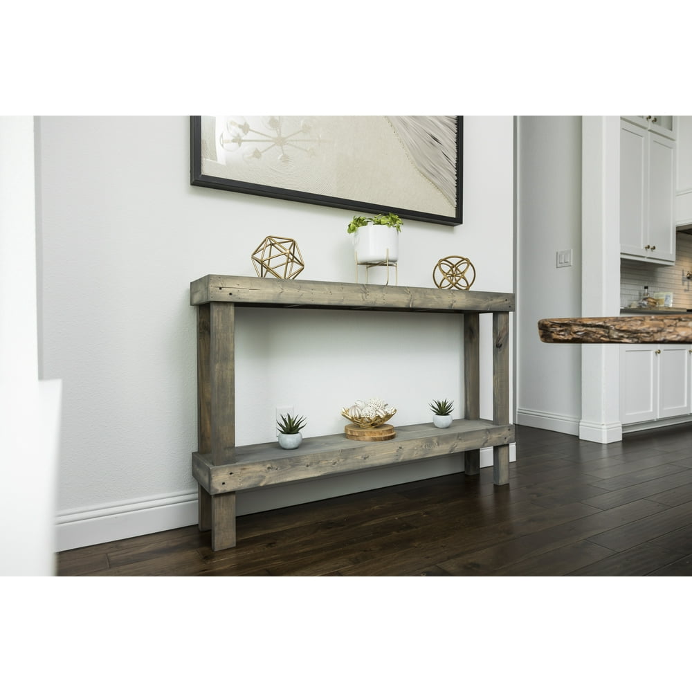 Woven Paths Large Rustic Luxe Wooden Sofa Table, Gray
