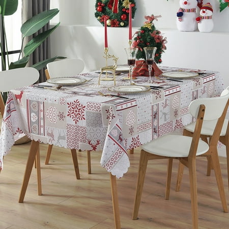 

Reusable Christmas Tablecloth 5 X 6 FT Rectangle Table Cover Polyester Waterproof Tablecloth Gift for Party Kitchen Dinner Table Topper