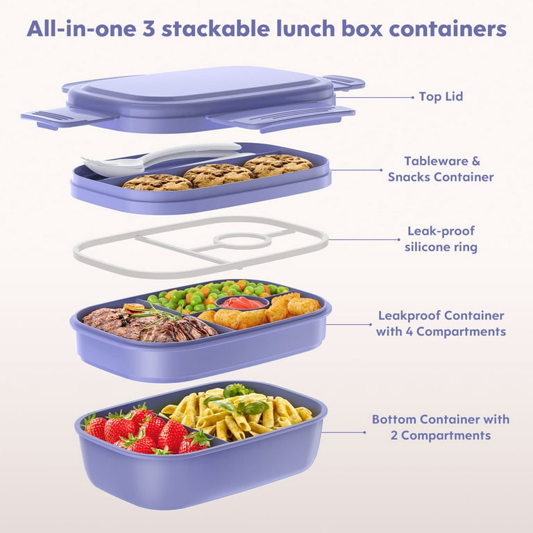 Wagindd Bento Box Adult Lunch Box, Stackable Bento Lunch Box for Kids with  4 Compartments and Utensi…See more Wagindd Bento Box Adult Lunch Box