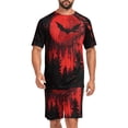 thumbnail image 2 of Leidass Mens Pajama Set Short Sleeve Crewneck Sleepwear Set Casual Lounge Set with Shorts Relaxed Fit Graphic Print Light Purple S, 2 of 7