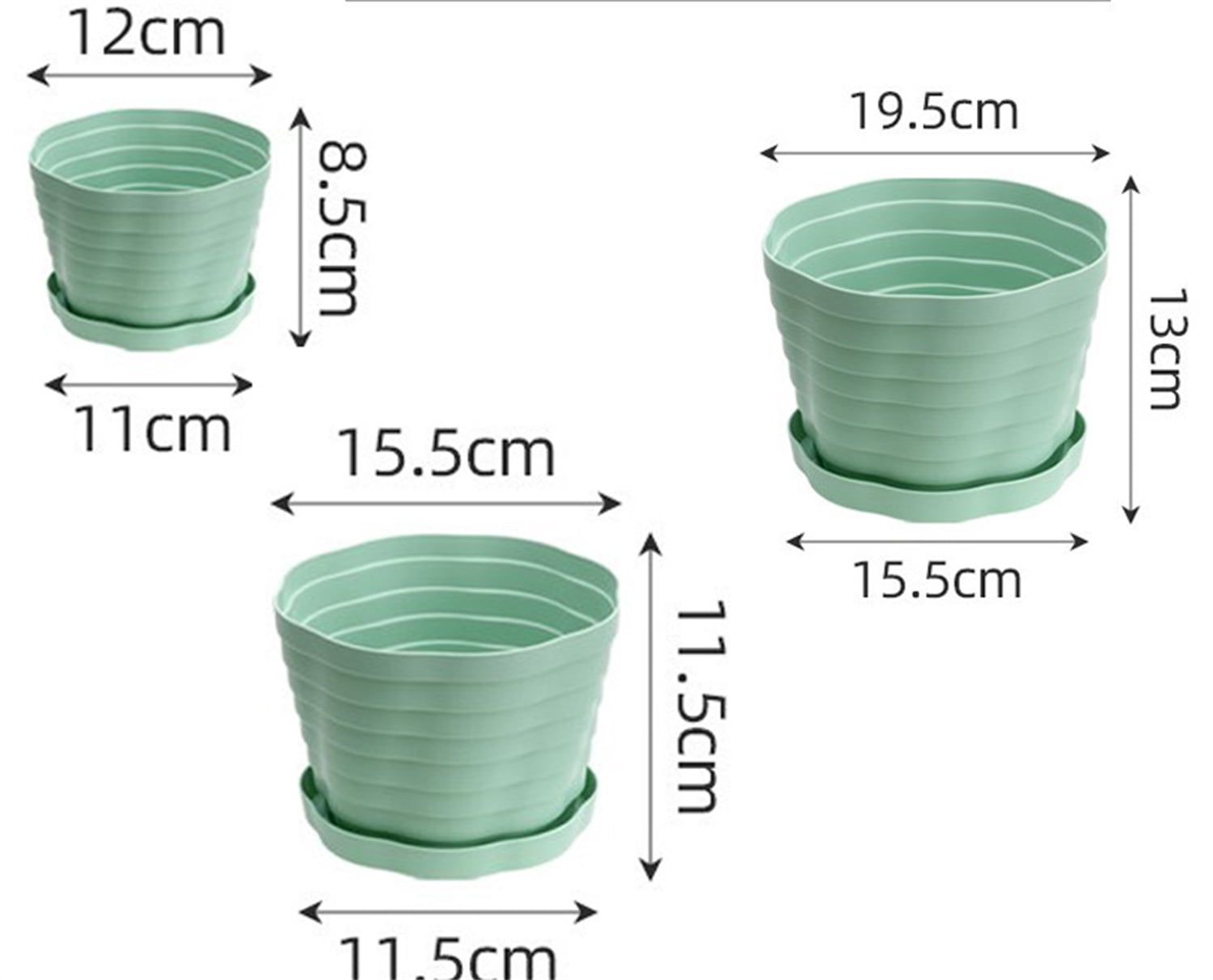 3 Pack Large Plastic Planters,Indoor Flower Plant Pots,Flower Seedlings Nursery Pot/Planter with Pallet, Plant Pots with Drainage Holes and Saucers,Plastic Flower Pots Seed Starting Pots for Plants