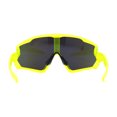 thumbnail image 4 of Mens Super Oversized Block Shield Geometric Bevel Cut Sport Sunglasses Yellow Teal Mirror, 4 of 4