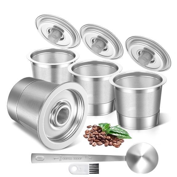 4-Pack Stainless Steel Reusable K Cups for Select Keurig 1.0 Brewers with Scoop and Brush