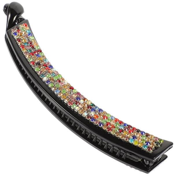 Pinza vertical para el cabello de acrílico con diamantes de imitación de colores, soporte para cola de caballo para mujer, niña, patrón de gran tamaño