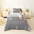 thumbnail image 4 of Homewish Vintage Circle Twin Comforter Sets,Classic Contemporary Bedding Set,Gray Black,Light Gray Reversible,2pcs,1 Comforter and 1 Pillowcase, 4 of 7