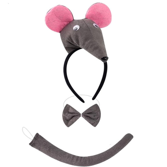 SDFGTstore Dog/Cow/Dragon/Monkey Costume Set Ears Tail Bowtie Fancy Costume Kit Costume Accessories Set Monkey/Mouse/Dog/Cow Ears Headband,Bowtie,Tail