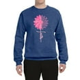 thumbnail image 2 of Wild Bobby, Faith Pink Ribbon Sunflower, Breast Cancer Awareness, Unisex Crewneck Graphic Sweatshirt, Vintage Heather Blue, Small, 2 of 5