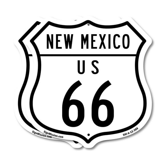 New Mexico Route Marker Shield Sign Us 66 (2 Pack) 12 inch X 12 inch Shield-Shaped Rust-Free Aluminum Metal Signs Weather Resistant, UV Protected for Workplace Made in the USA