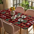 thumbnail image 3 of Christmas Table Cloths for 3 Foot Rectangle Tables, Pine Tree Gold White Snowflake Red Black Plaid Patio Waterproof Elastic Fitted Tablecloths, Washable Rectangular Table Cover for Camping, 3 of 8