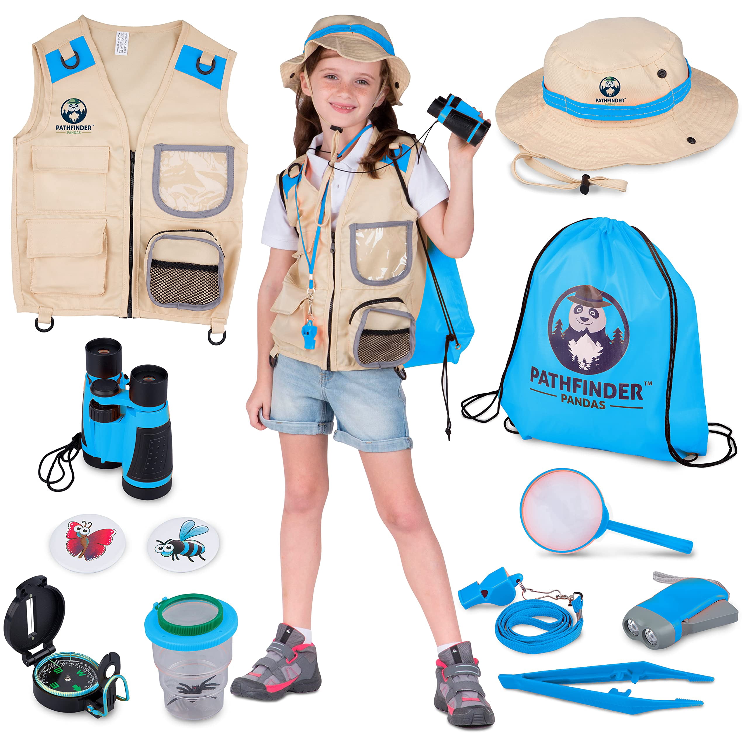 Ensemble Explorateur Enfant - Gilet Safari, Chapeau, Jumelles, Boussole, Loupe - Kit Aventurier Pour Garçons Et Filles, Cadeau Extérieur