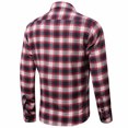 thumbnail image 3 of IROINNID Shirt with Pocket for Men Autumn Slim Fit Long Sleeve Turndown Lattice Top Blouse Shirt,Burgundy, 3 of 3