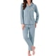 thumbnail image 2 of Conjunto de lounge para mujeres INSPIRE CHIC de algodón, con botones, manga larga, pantalones, patrón acanalado y bolsillo, conjunto de pijama, ropa de casa, talla XS, color azul, 2 of 6
