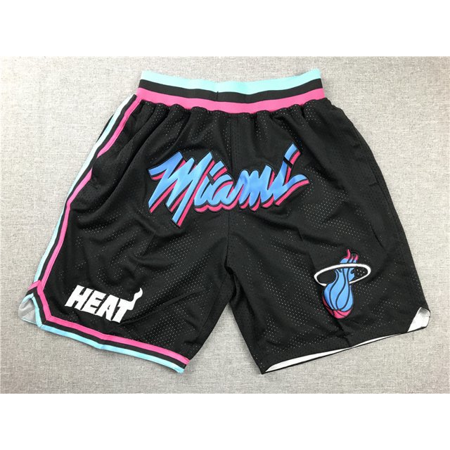 Miami Heat Retro Embroidered Zipper Pocket Shorts Basketball Pants Embroidered Shorts