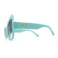 thumbnail image 5 of Womens Asymmetrical Raised Eyebrow Fun Diva Plastic Rectangle Sunglasses Mint Smoke, 5 of 5